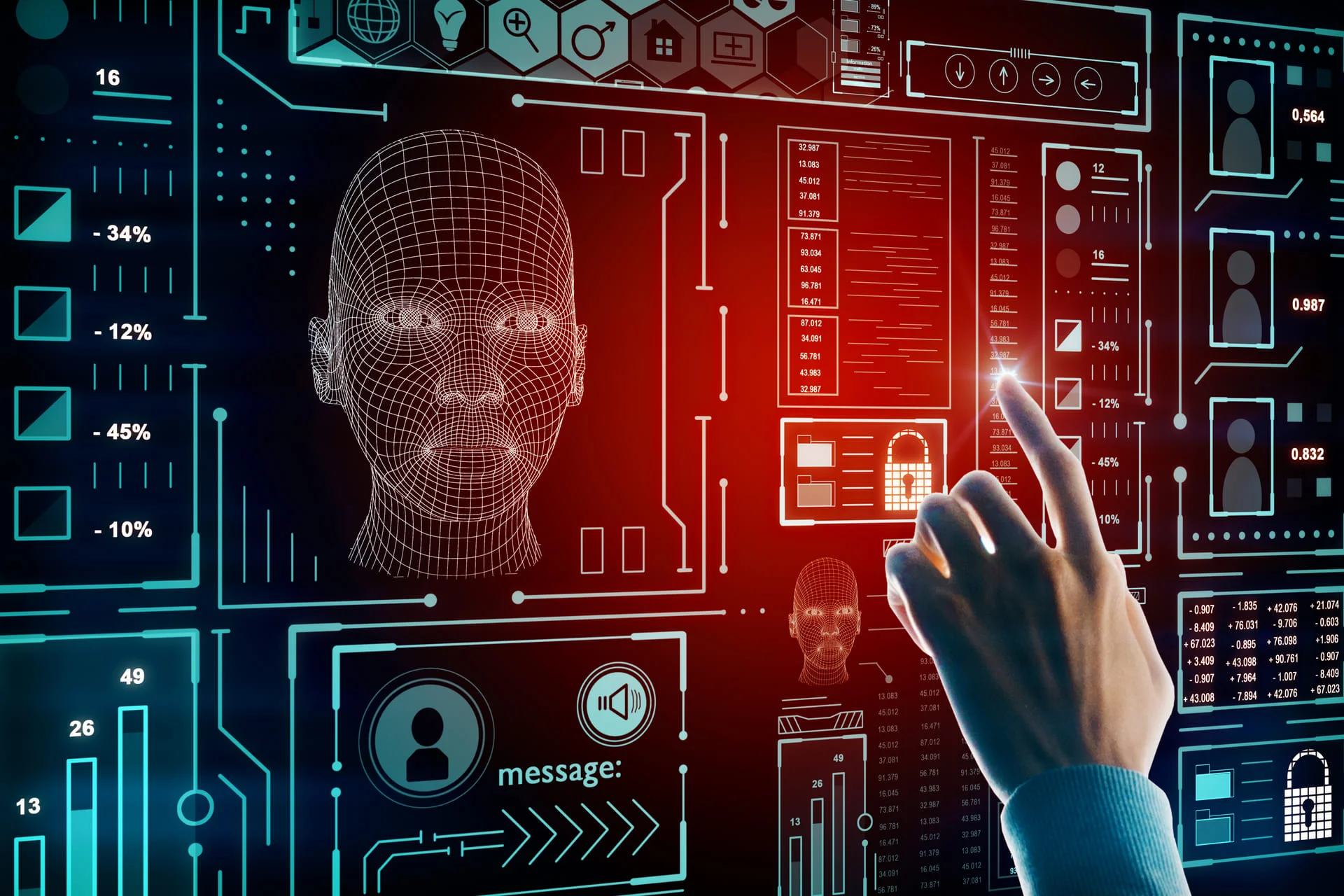 Human interacting with AI interface showing data extraction, model learning, and ownership of prompts and responses